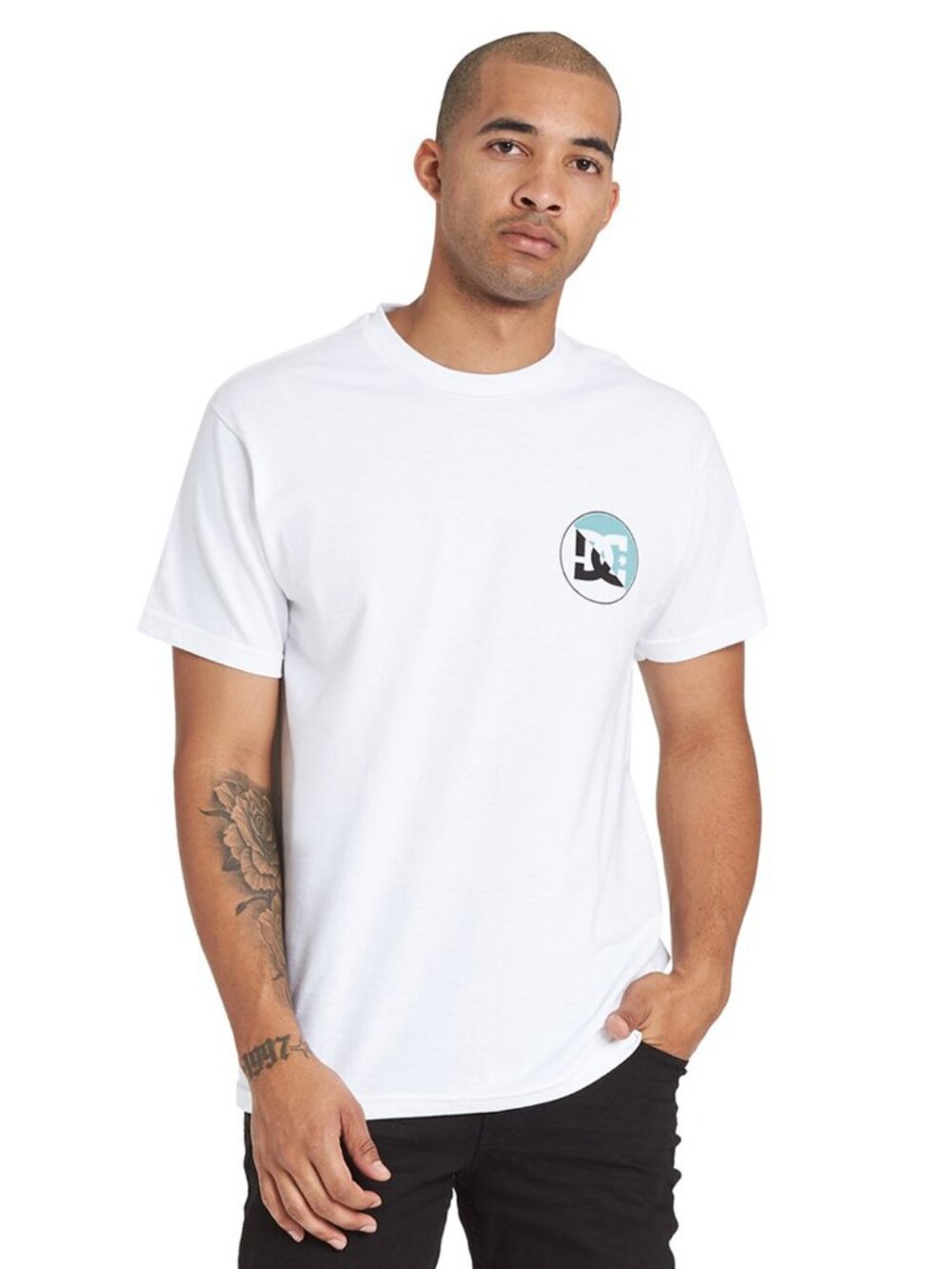 DC Shoes T-Shirt Men White Blue Back Print Up Shore Size S New With Tags